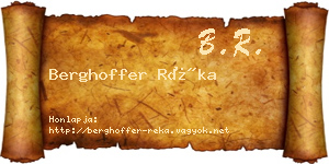 Berghoffer Réka névjegykártya